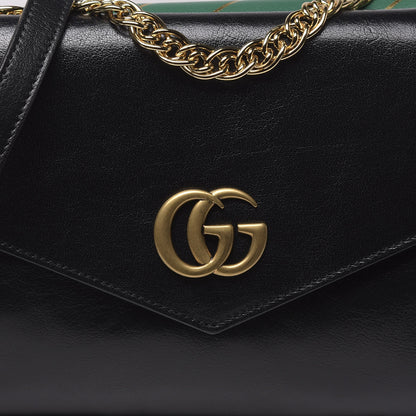Gucci Calfskin Diagonal GG Medium Thiara Double Envelope Shoulder Bag Emerald Green Black 12 of 12