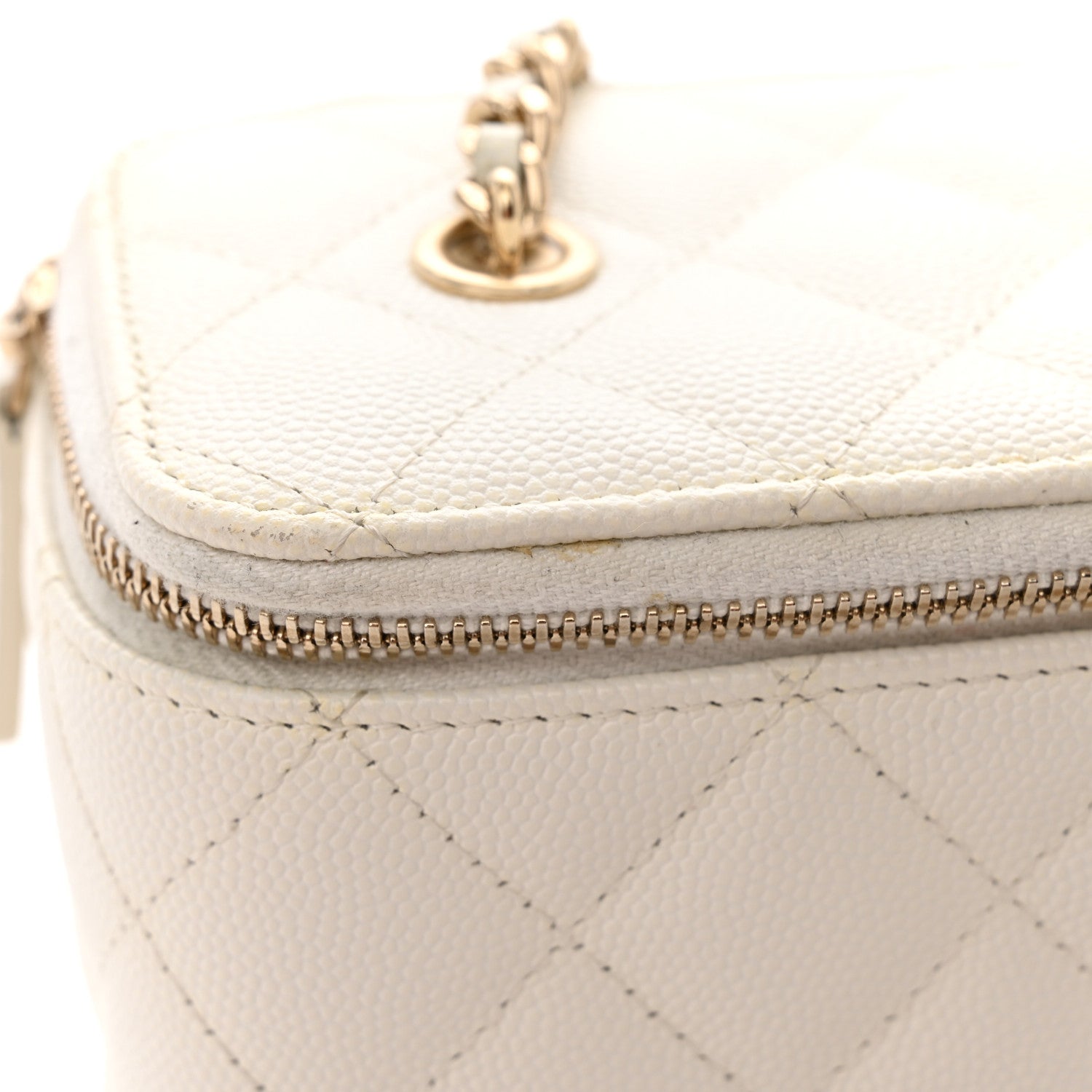 Chanel Caviar Quilted Small Vanity Case With Chain White 14 of 15