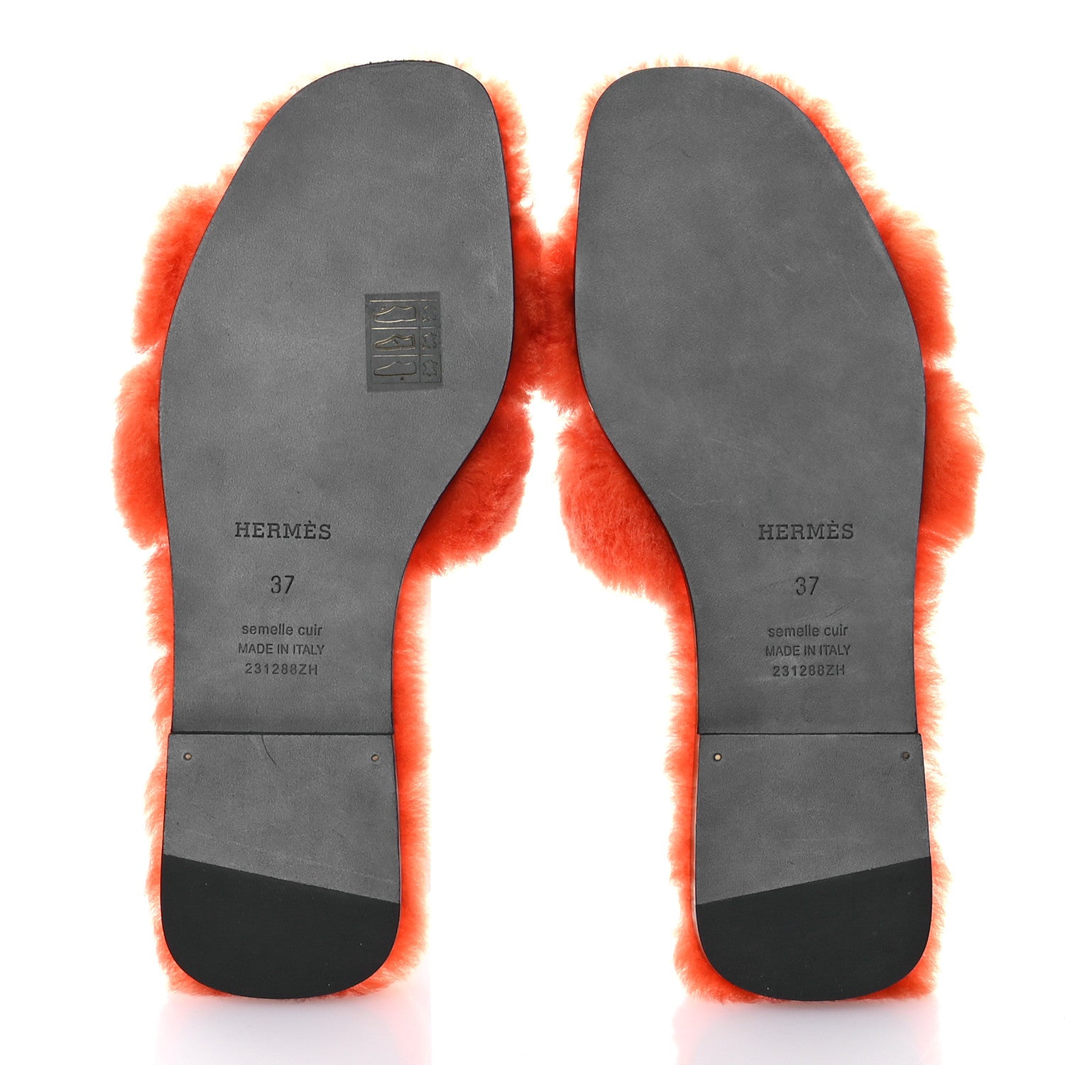 Hermes Woolskin Oran Sandals 37 Orange 6 of 9