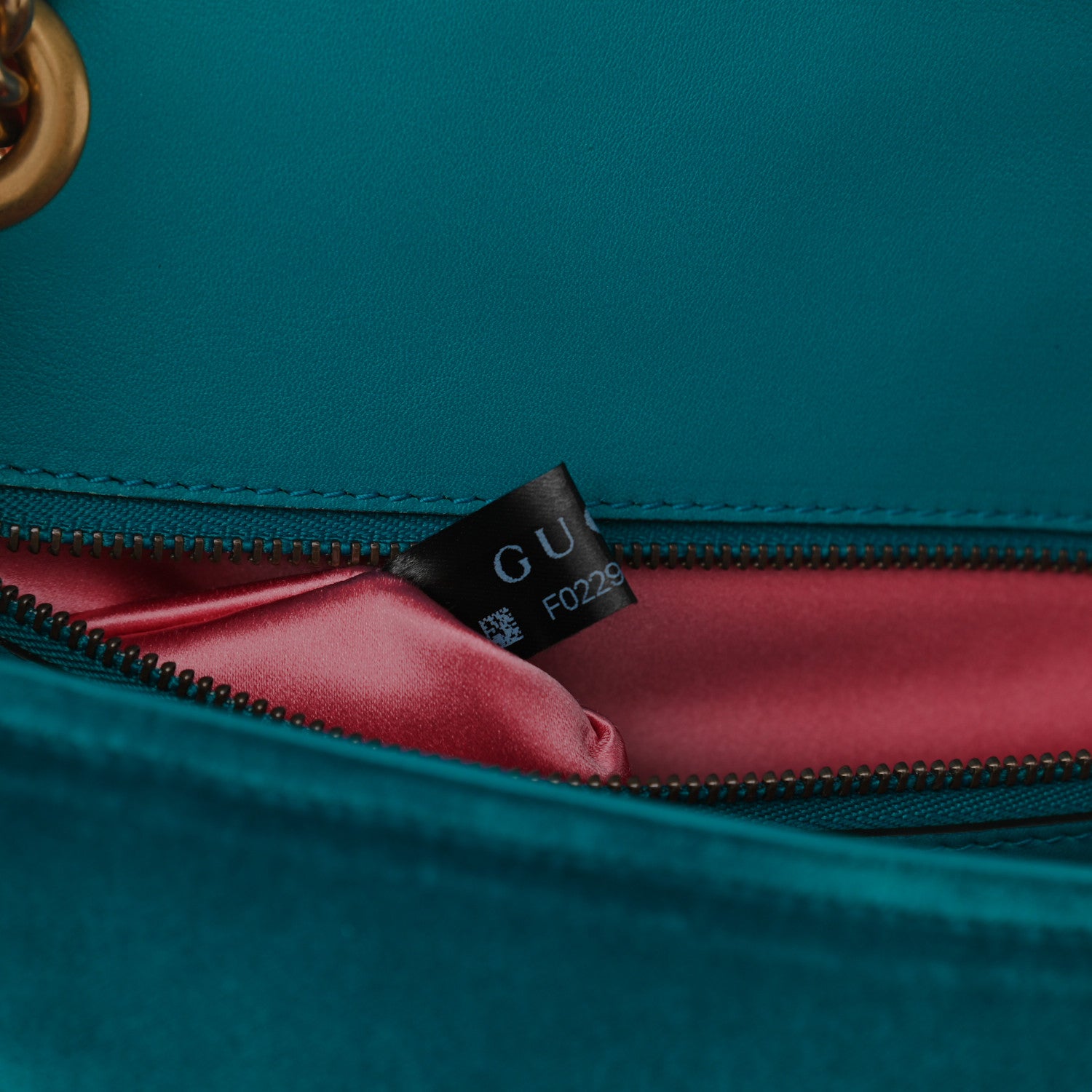 Gucci Velvet Matelasse Small GG Marmont Shoulder Bag Pavone Cyan 8 of 11