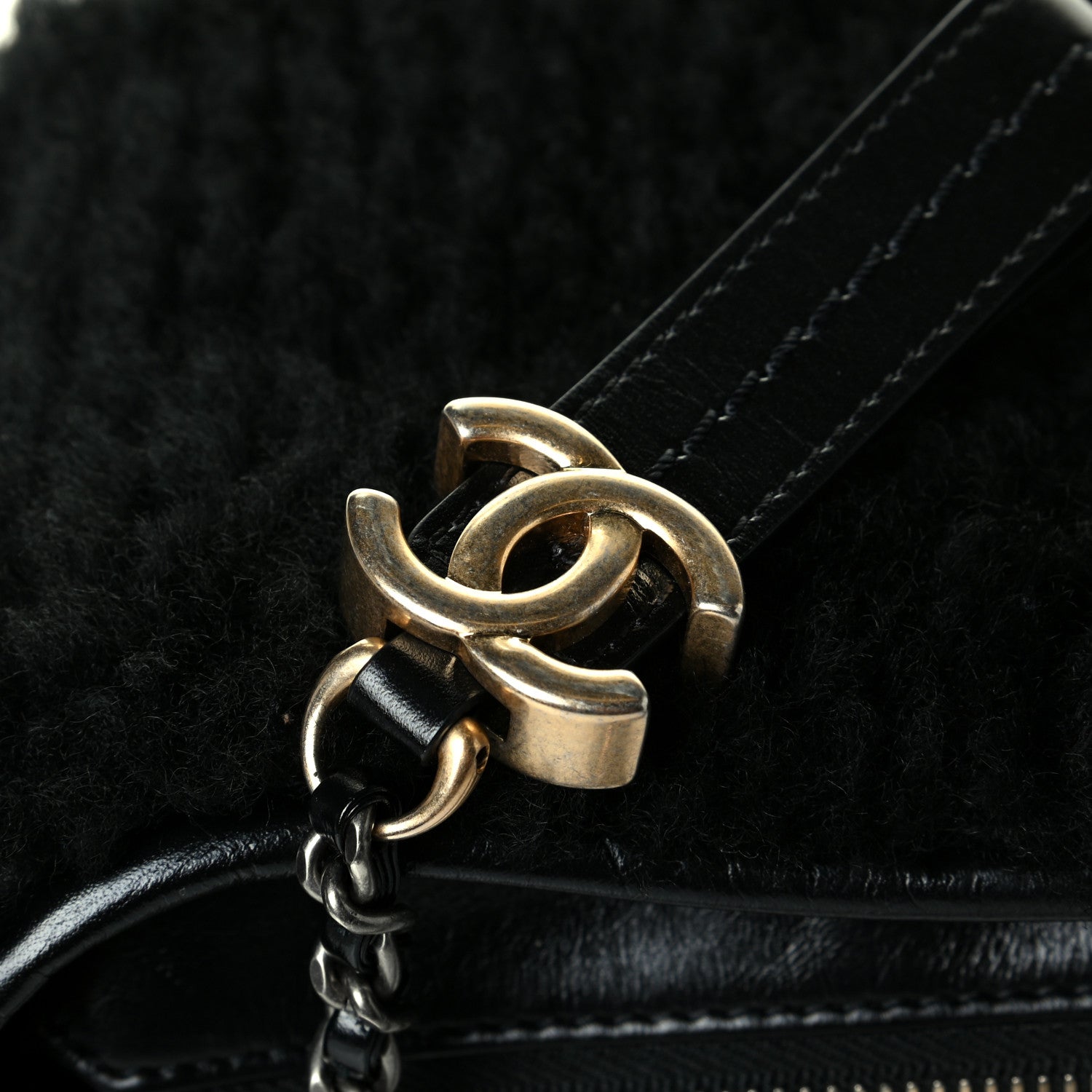 Chanel Shearling Small Gabrielle Hobo Black 7 of 7