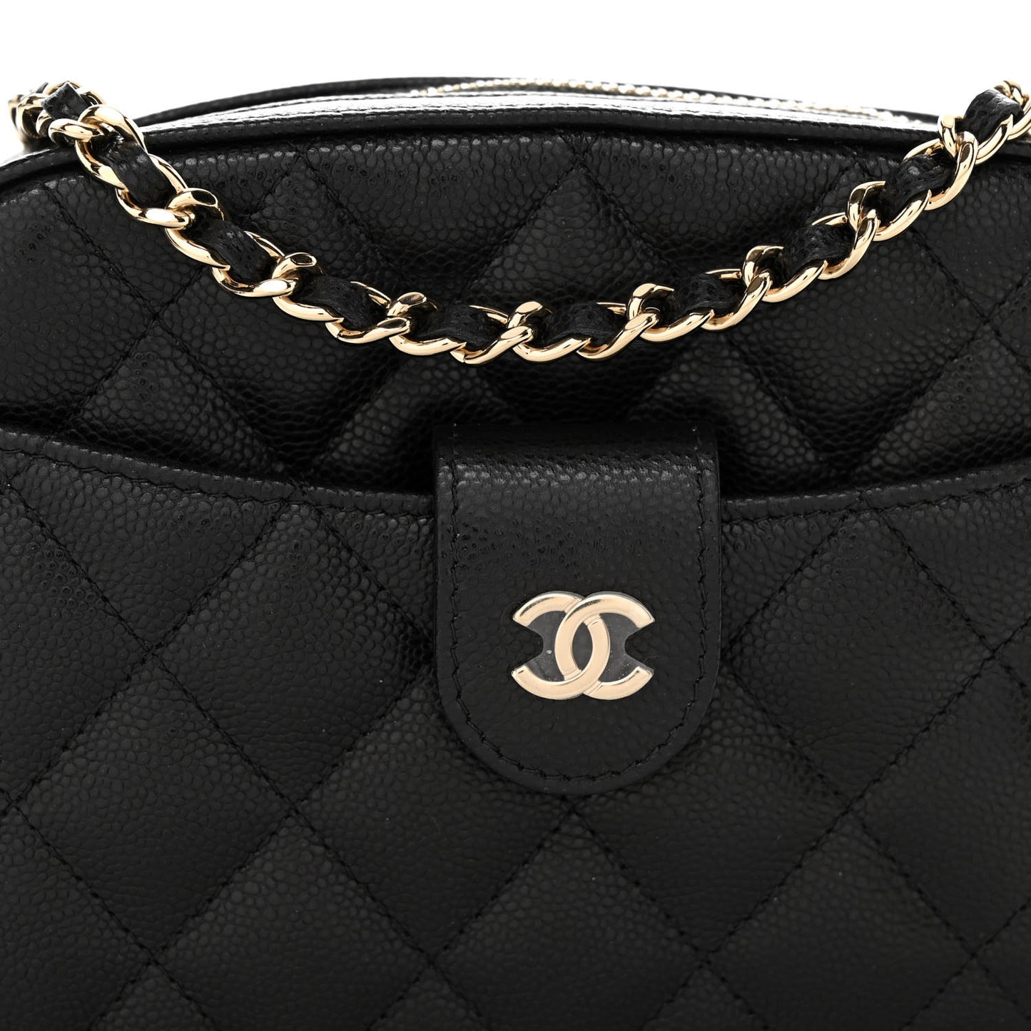 Caviar Quilted Chain Camera Bag Black