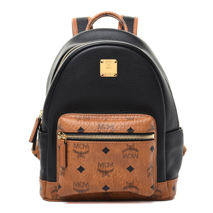 MCM Visetos Calfskin Medium Geonautic Backpack Black Cognac 1 of 19