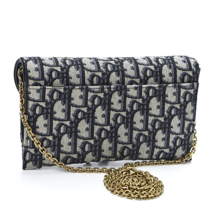 Christian Dior Oblique Saddle Chain Long Wallet Blue 2 of 11