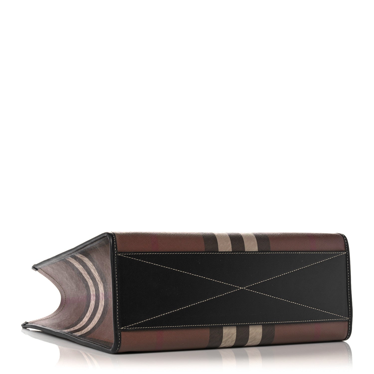 Burberry E-Canvas Denny Check Tote Brown 4 of 10