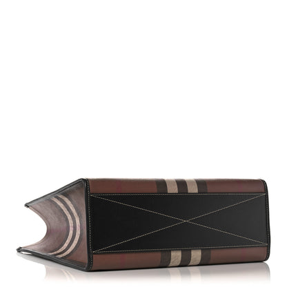 Burberry E-Canvas Denny Check Tote Brown 4 of 10