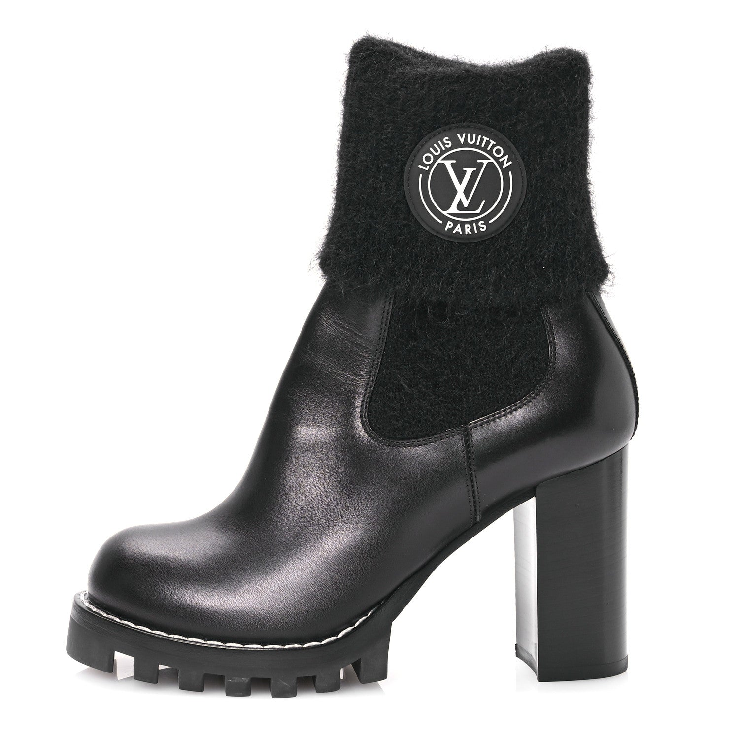 Louis Vuitton Calfskin Beaubourg Cuff Ankle Boots 38 Black 1 of 8