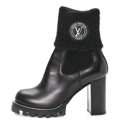 Louis Vuitton Calfskin Beaubourg Cuff Ankle Boots 38 Black 1 of 8