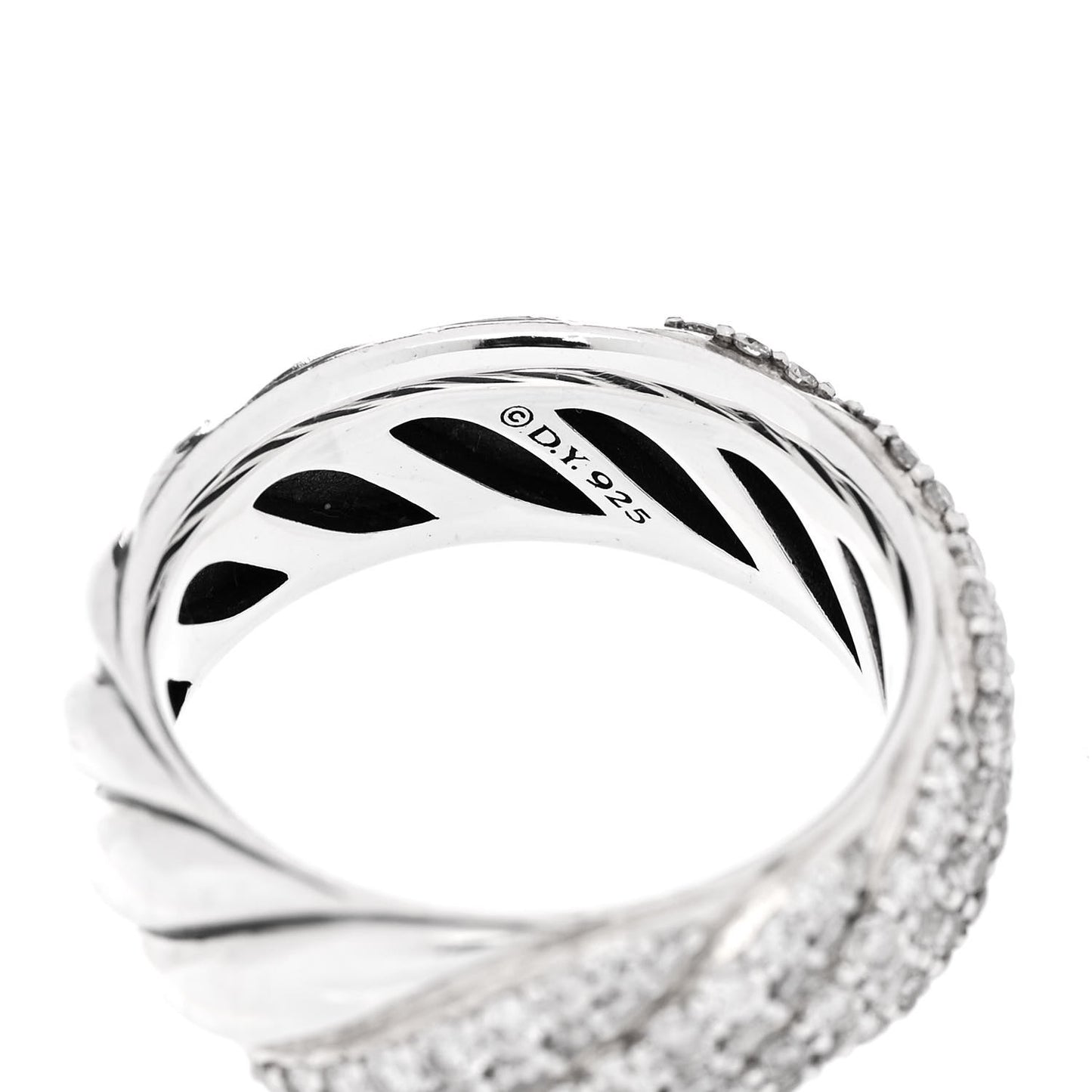 Sterling Silver Diamond 7.5mm Cable Sculpt Ring 53 6.5