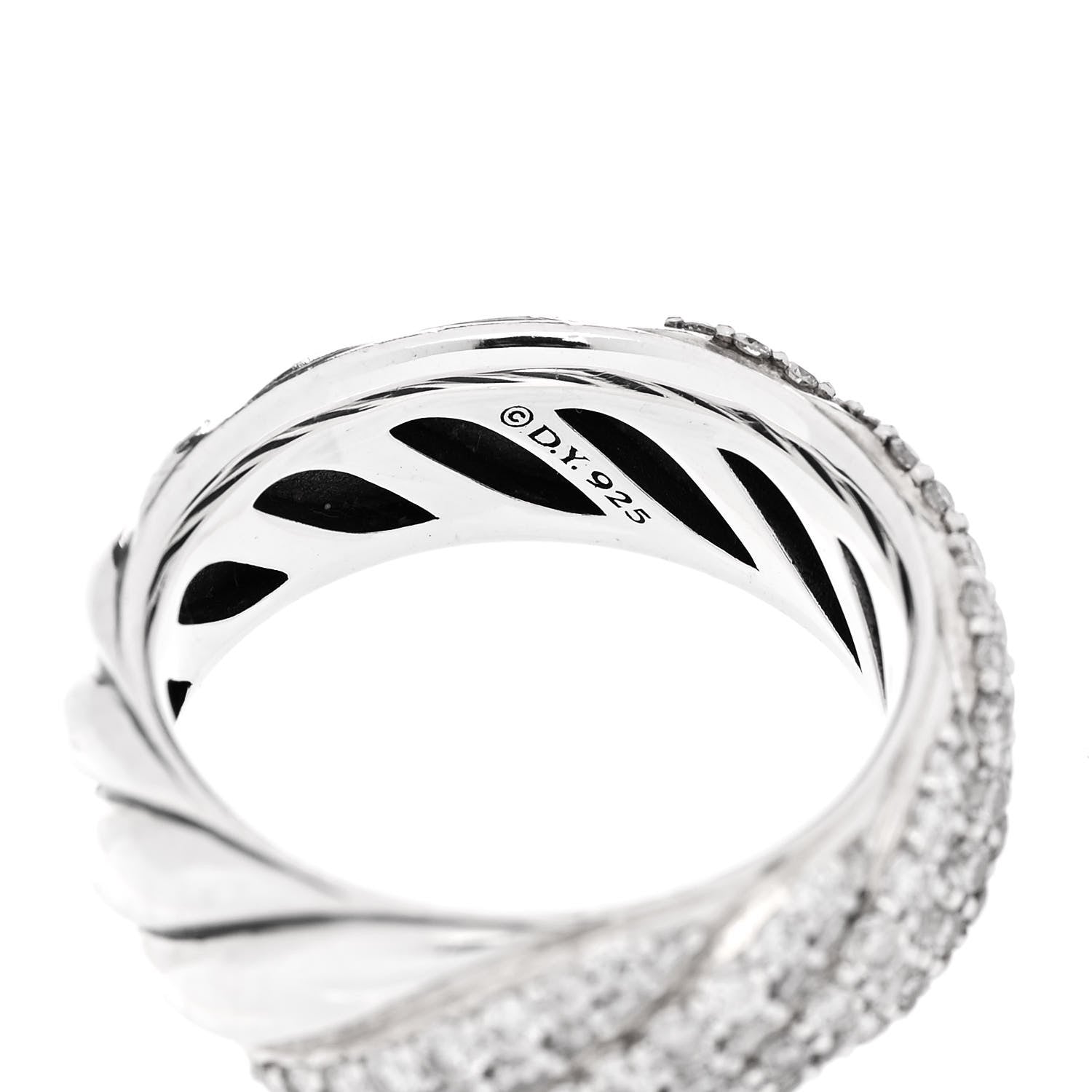 David Yurman Sterling Silver Diamond 7.5mm Cable Sculpt Ring 53 6.5 4 of 6