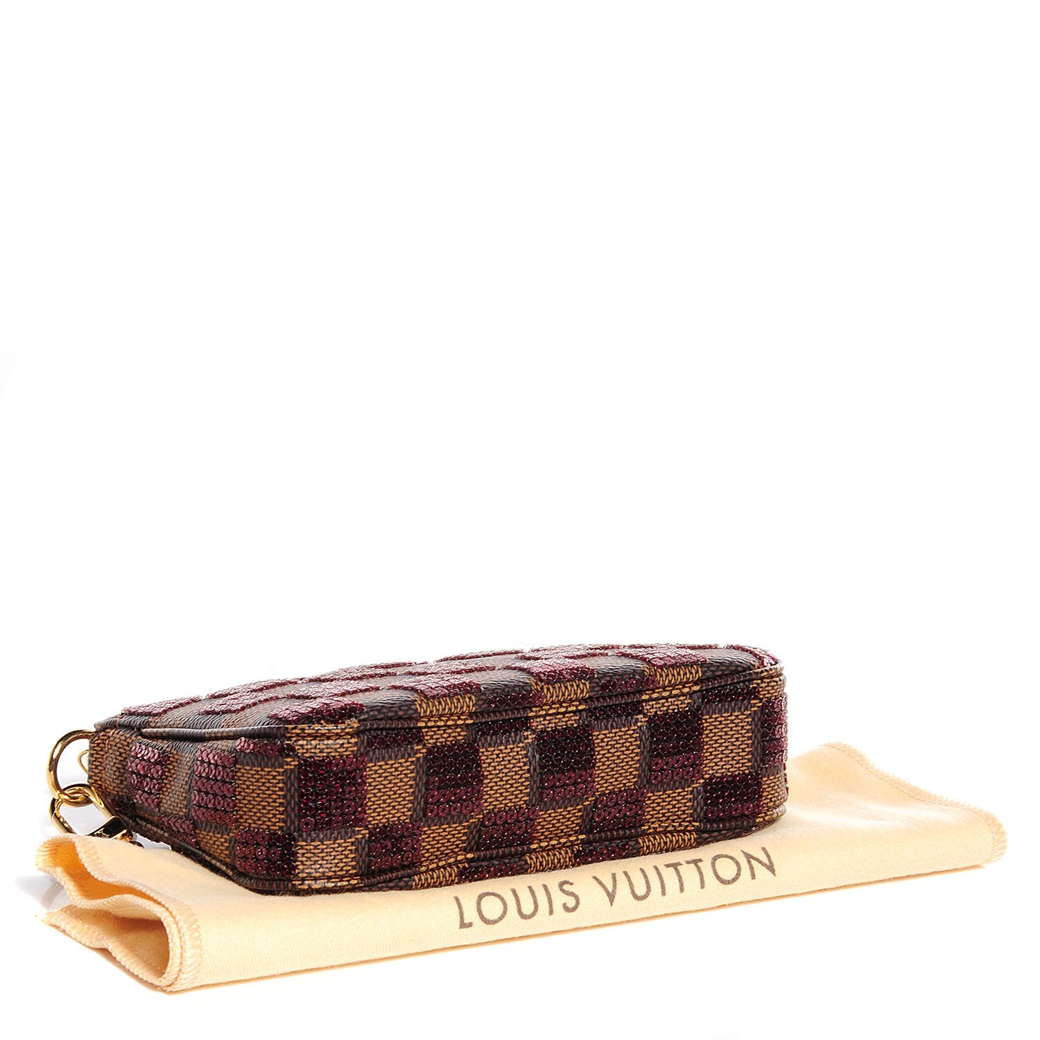 Louis Vuitton Damier Paillettes Mini Pochette Accessories Red 4 of 9