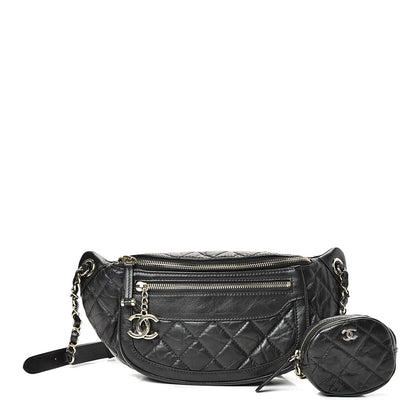 Chanel Aged Calfskin Quilted Waist Bag With Coin Purse Black 1 of 9
