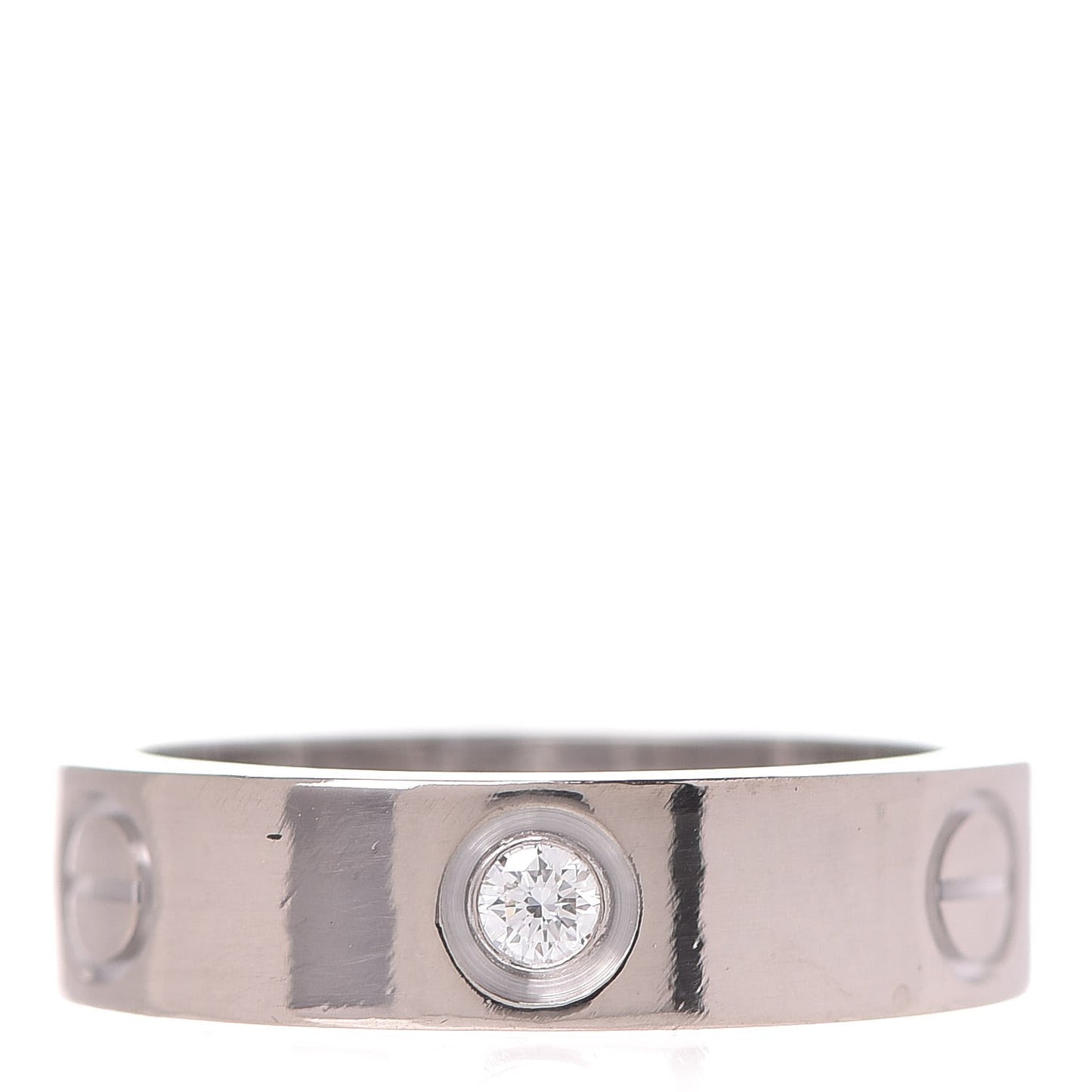 18K White Gold 3 Diamond 5.5mm LOVE Ring 57 8