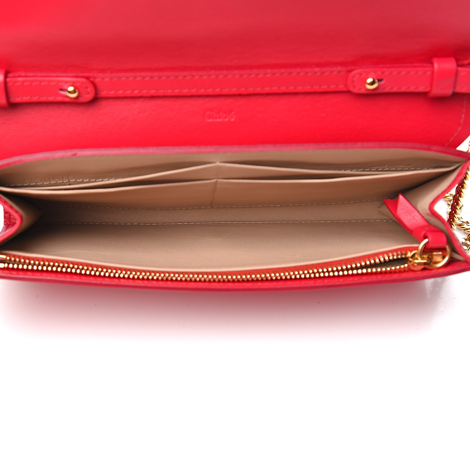 Chloe Shiny Grained Calfskin Aby Wallet on Chain Crimson Pink 4 of 8