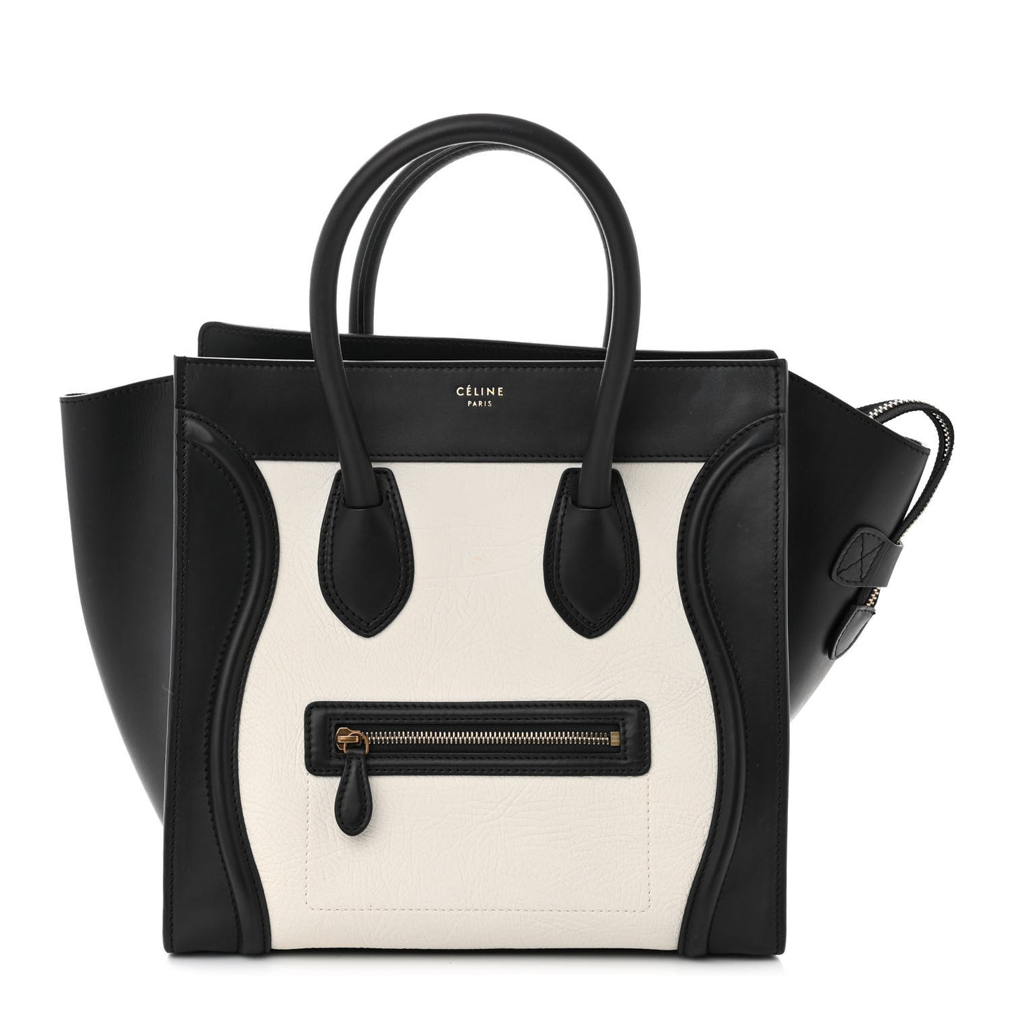Elephant Calfskin Mini Bi-Color Luggage Black White