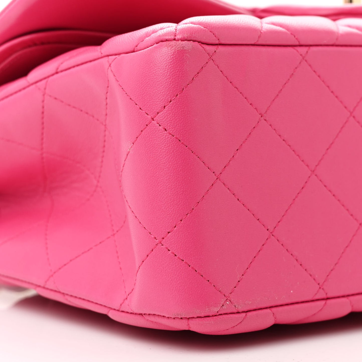 Lambskin Quilted Jumbo Double Flap Dark Pink