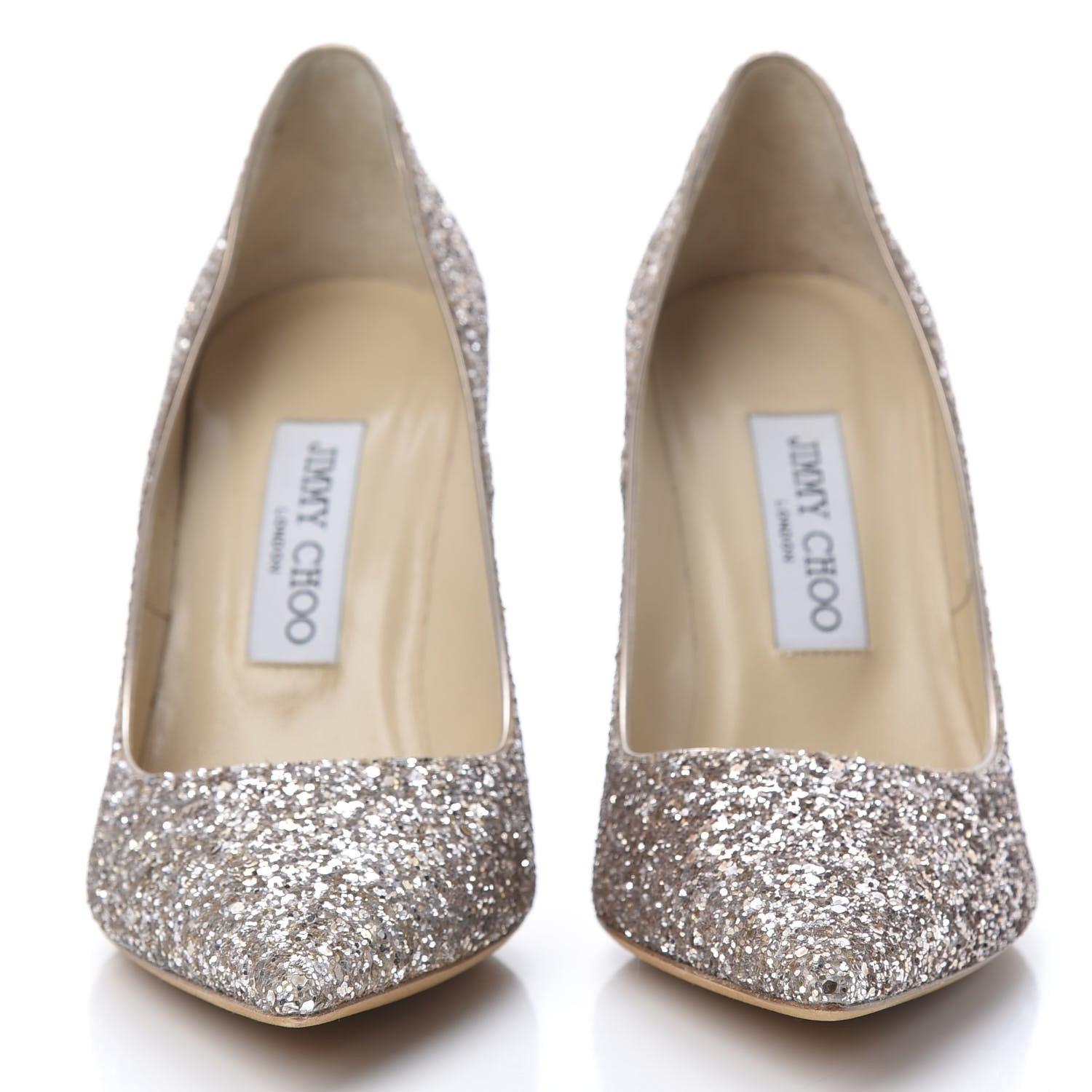 Jimmy Choo Coarse Glitter Abel 100 Pumps 37.5 Nude 2 of 8