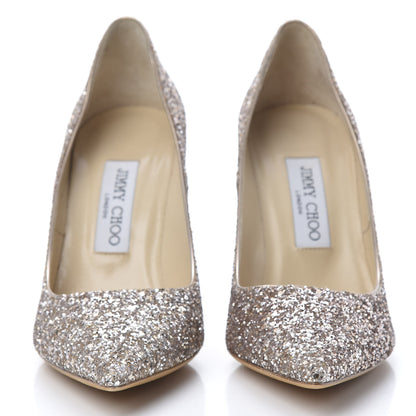 Jimmy Choo Coarse Glitter Abel 100 Pumps 37.5 Nude 2 of 8
