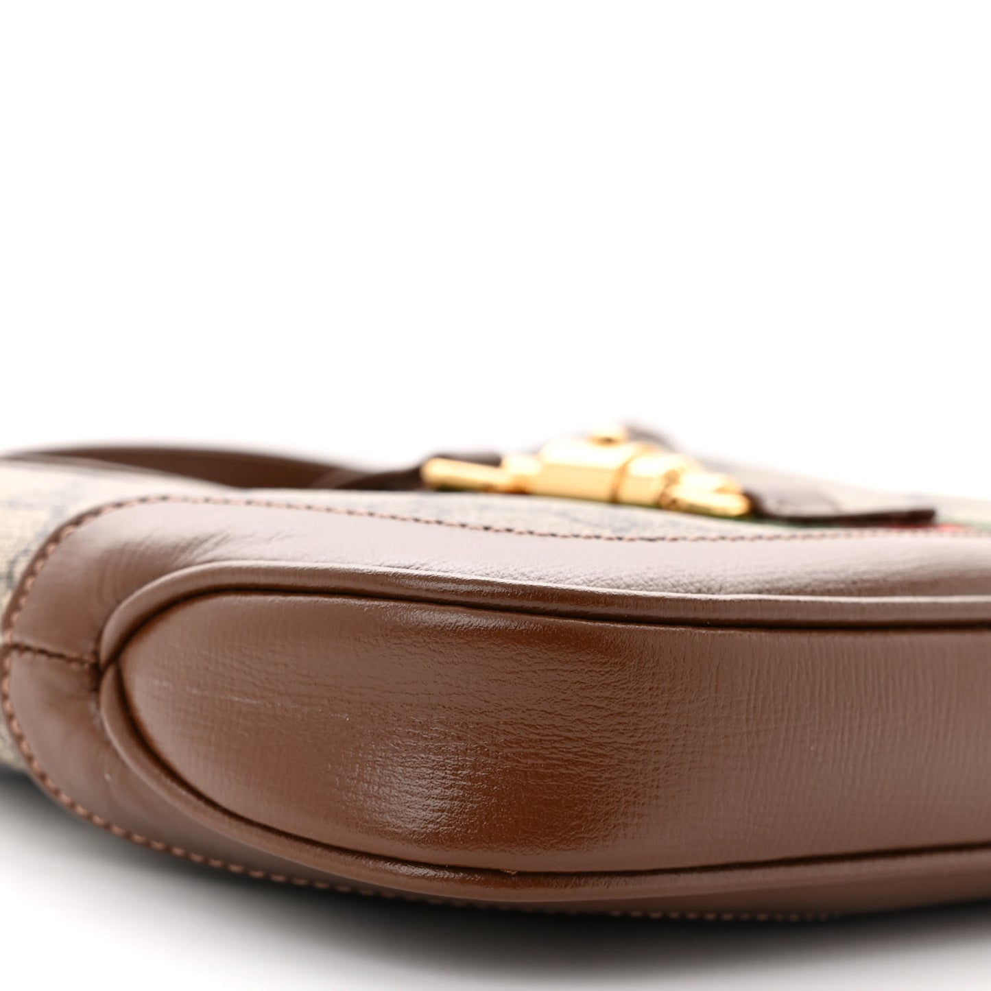 GG Supreme Monogram Azalea Calfskin Web Mini Jackie 1961 Hobo Beige Ebony Brown Sugar