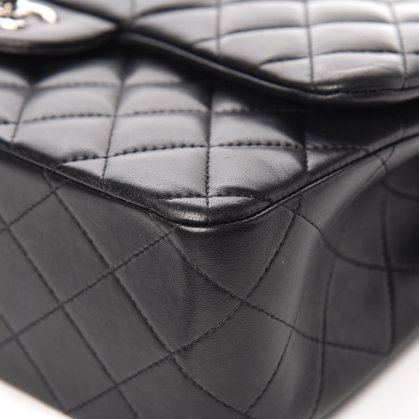 Lambskin Quilted Jumbo Double Flap Black
