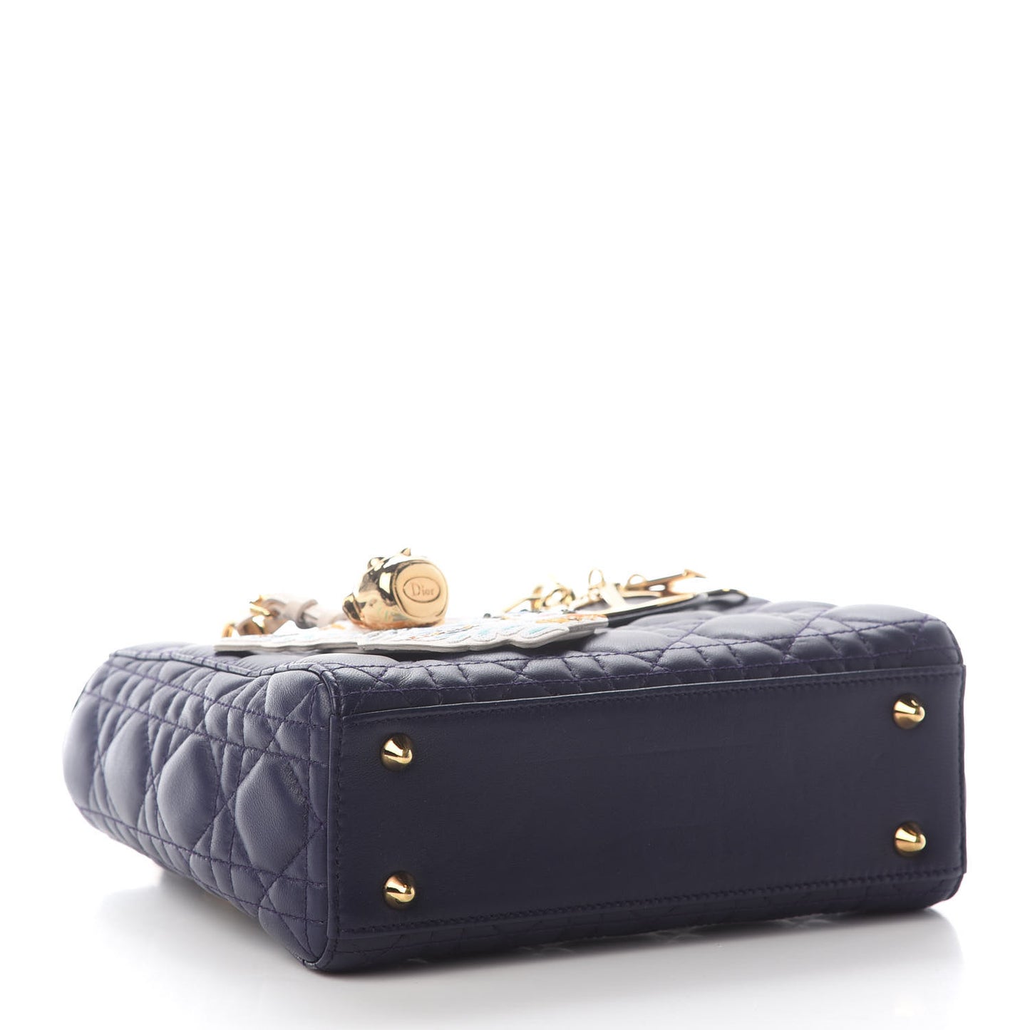 Lambskin Cannage Small Jeweled Owl Lady Dior Blue