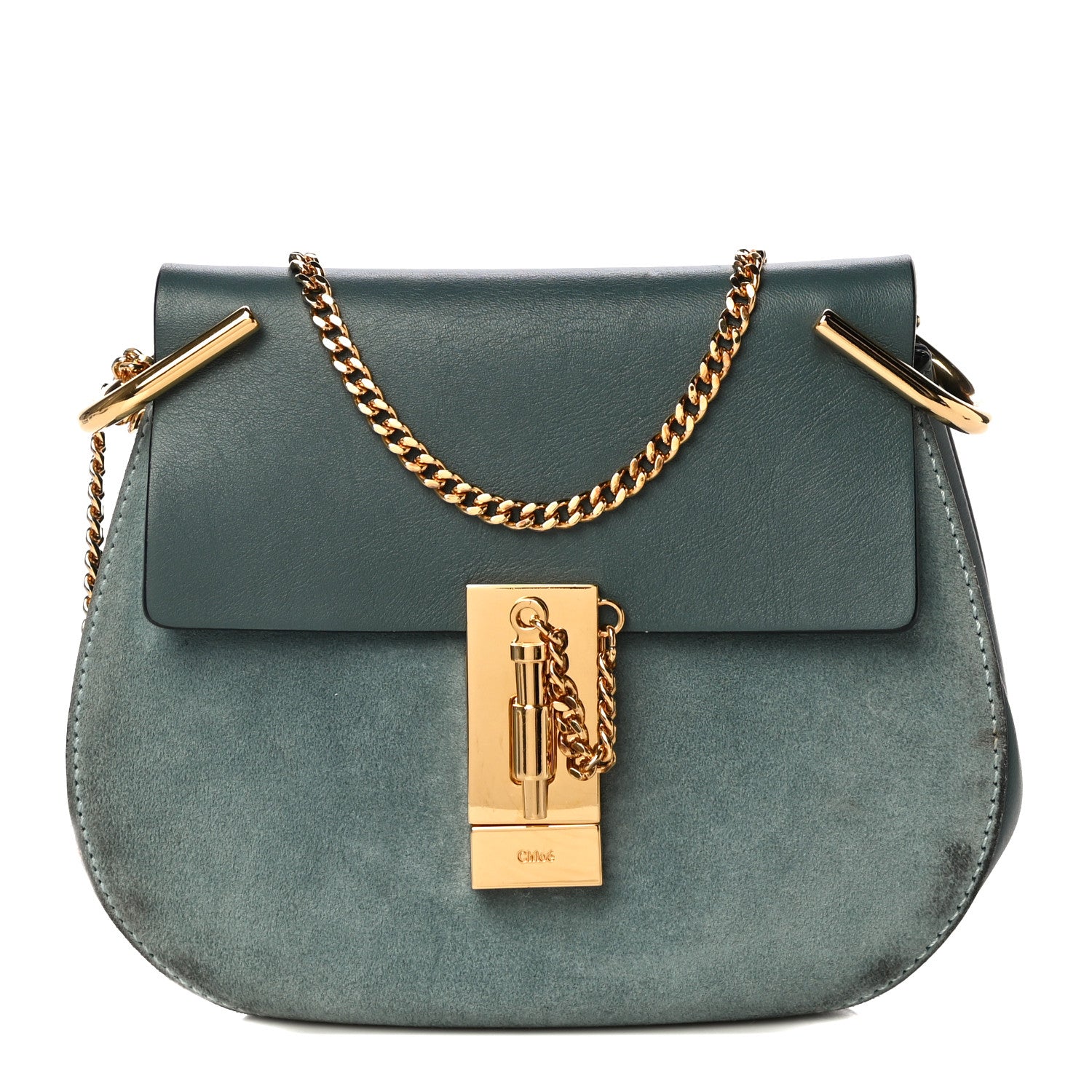 Chloe Suede Smooth Calfskin Drew Shoulder Bag Cloudy Blue 1 of 16
