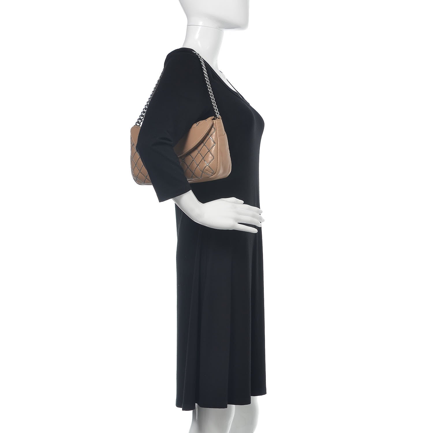 Chanel Lambskin Chain Stitch Clutch Dark Beige 2 of 18