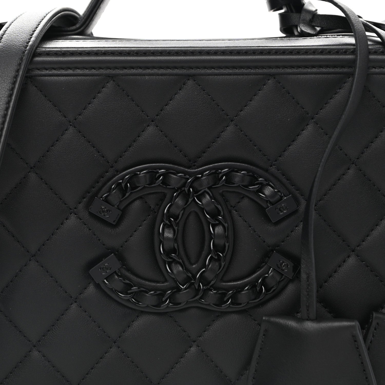 Chanel Lambskin Quilted Medium CC Filigree Vanity Case Black 8 of 11