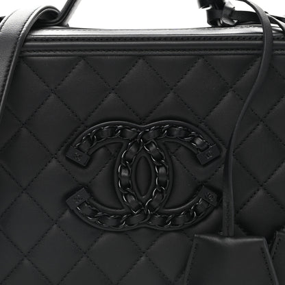 Chanel Lambskin Quilted Medium CC Filigree Vanity Case Black 8 of 11