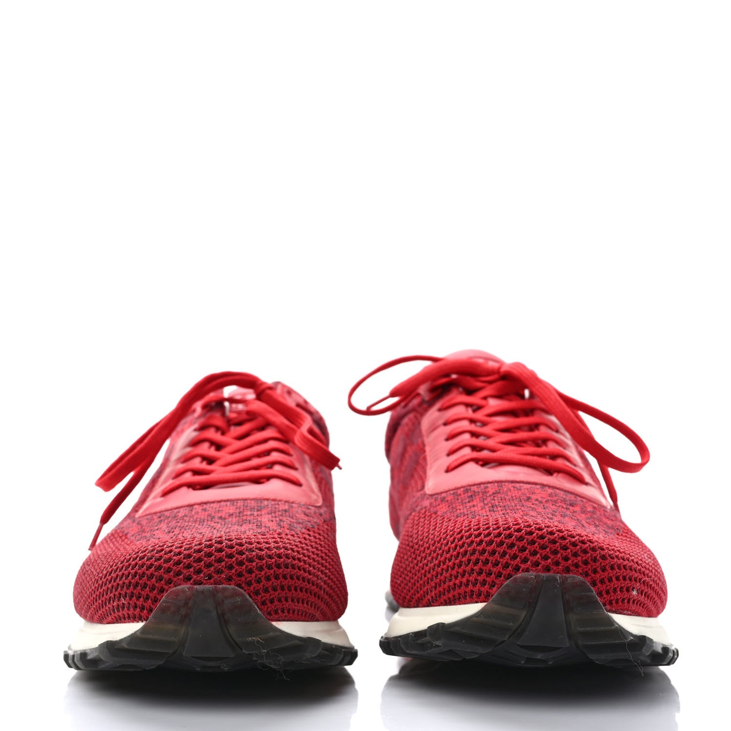Louis Vuitton Fabric Calfskin Damier Mens Run Away Sneakers 12 Red 2 of 9