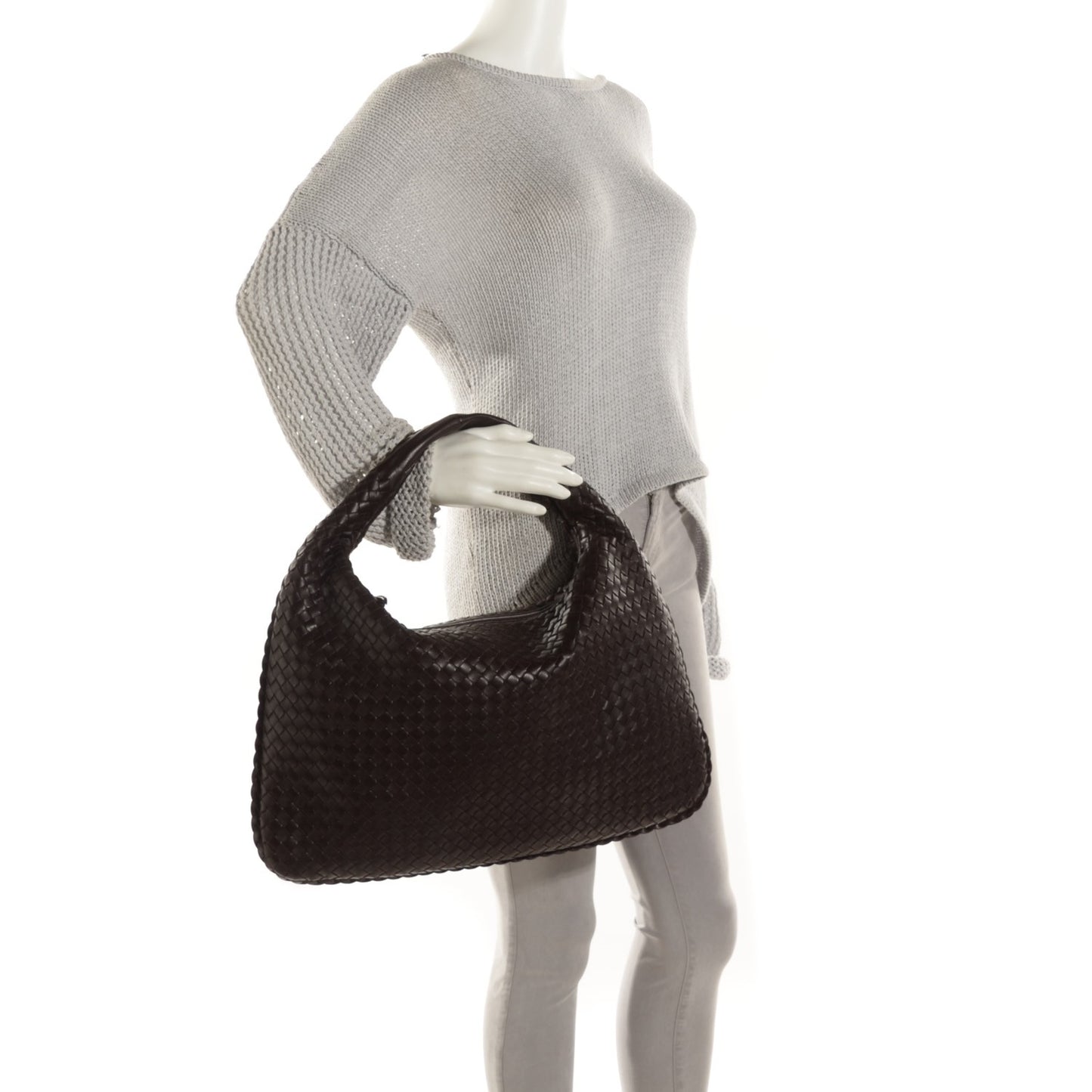 Nappa Intrecciato Large Veneta Hobo Ebano