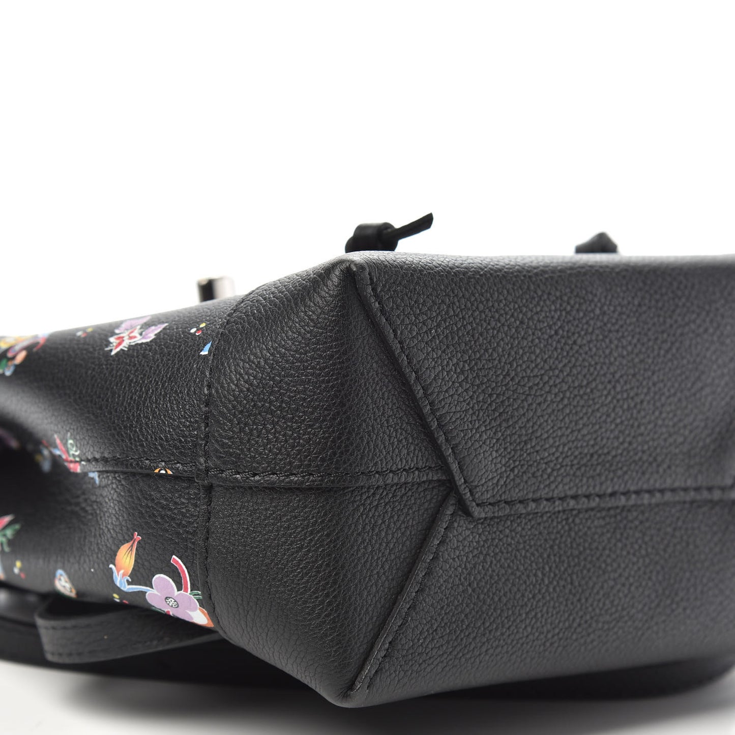 Calfskin Flower Lockme Mini Backpack Black Multicolor