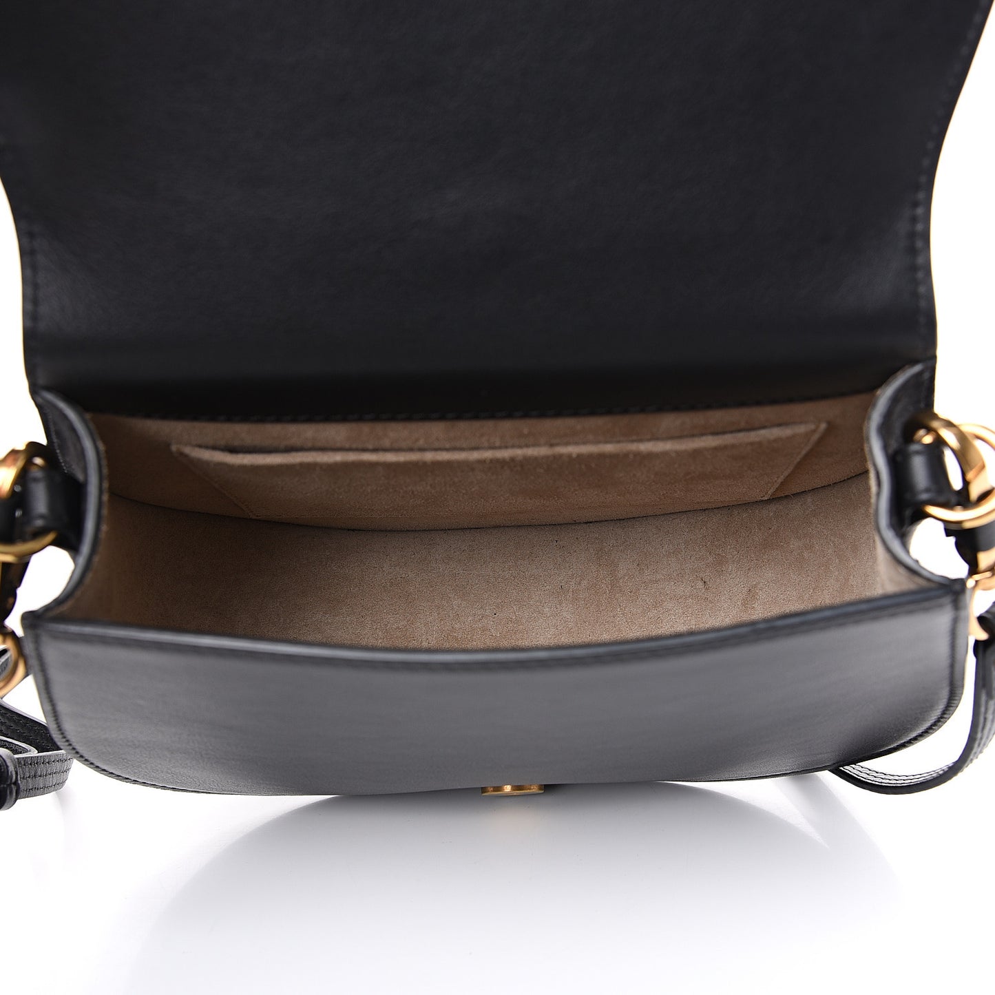 Calfskin Suede Medium Nile Bracelet Bag Black