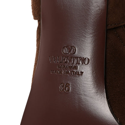 Valentino Garavani Suede Rockstud Flair 85 Ankle Booties 36 Fondant 7 of 9