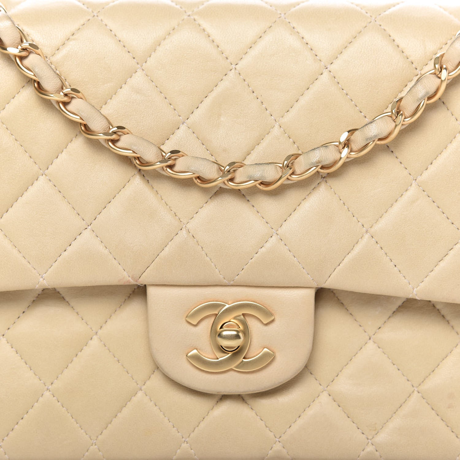 Chanel Lambskin Quilted Medium Double Flap Beige 11 of 11