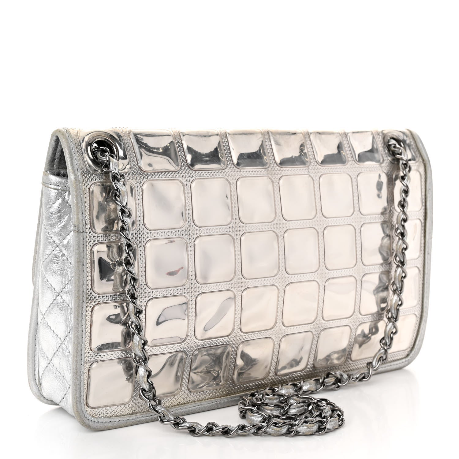 Chanel Vinyl Large Ice Cube Flap Silver 3 of 10