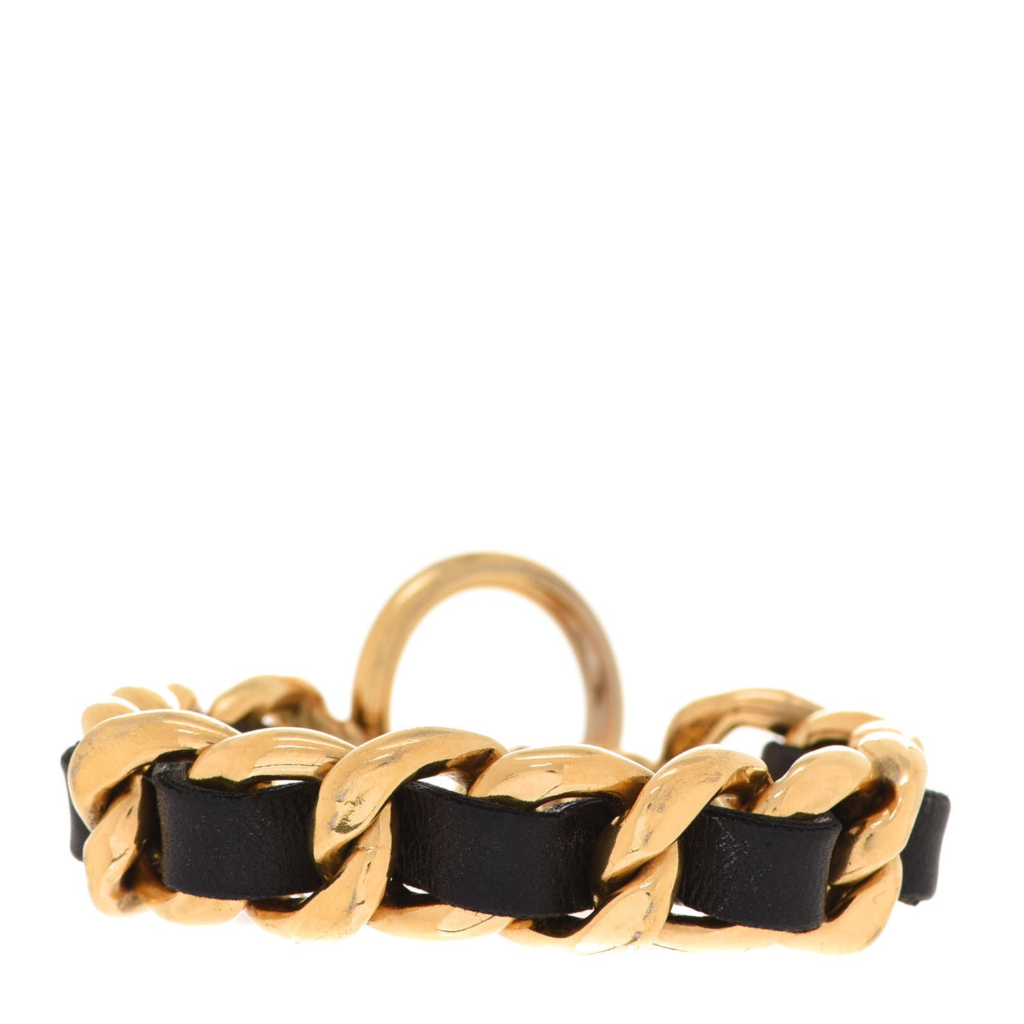 Lambskin Chain Bracelet Black Gold