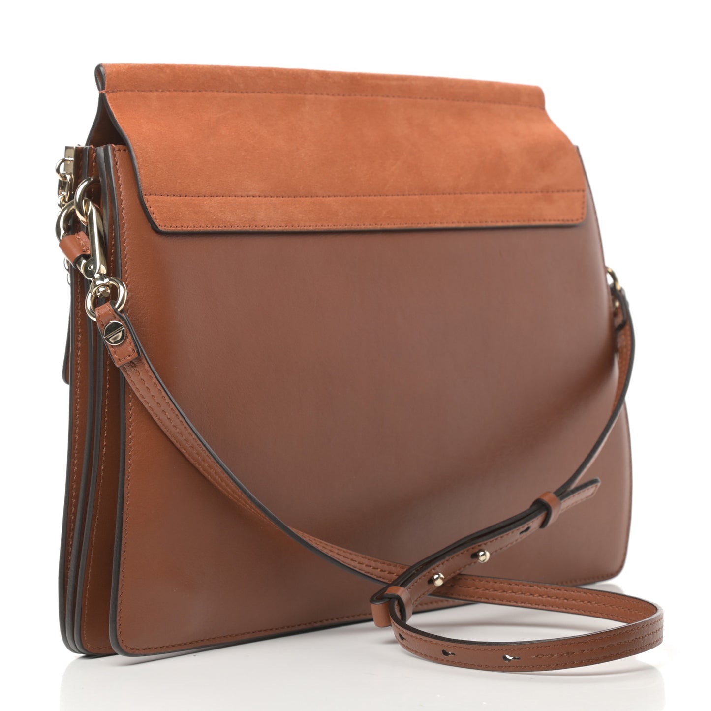 Suede Calfskin Medium Faye Shoulder Bag Tobacco