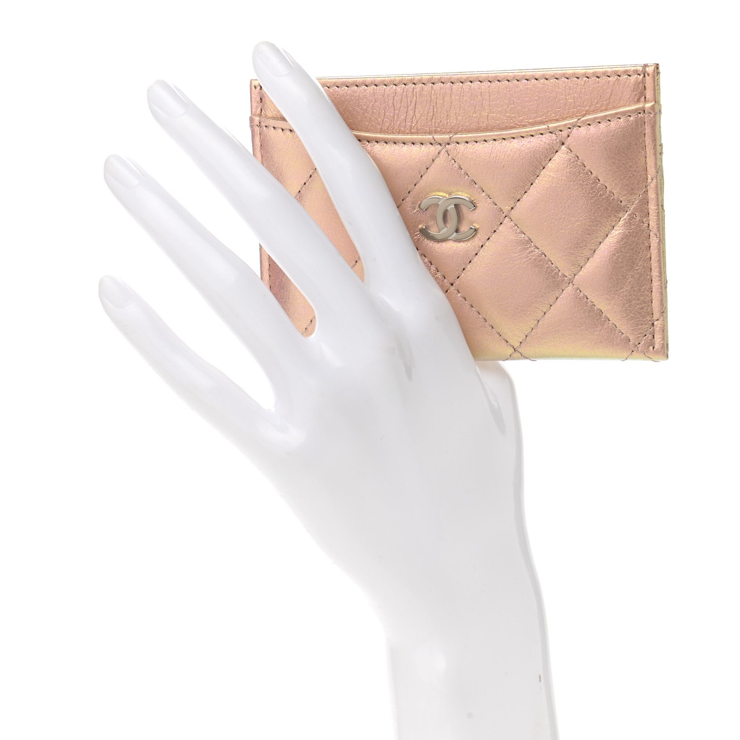 Chanel Iridescent Calfskin Quilted Card Holder Pink 2 of 9