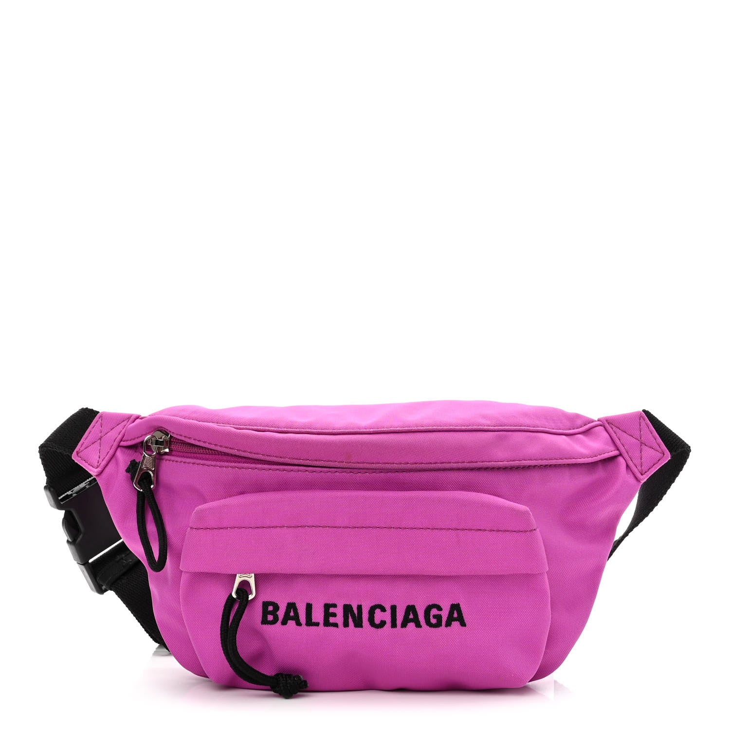 Balenciaga Sport Nylon Logo Embroidered Small Wheel Beltpack Fuchsia Black 1 of 9