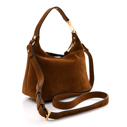 Versace Suede Logo Tag Hobo Tobacco 3 of 10