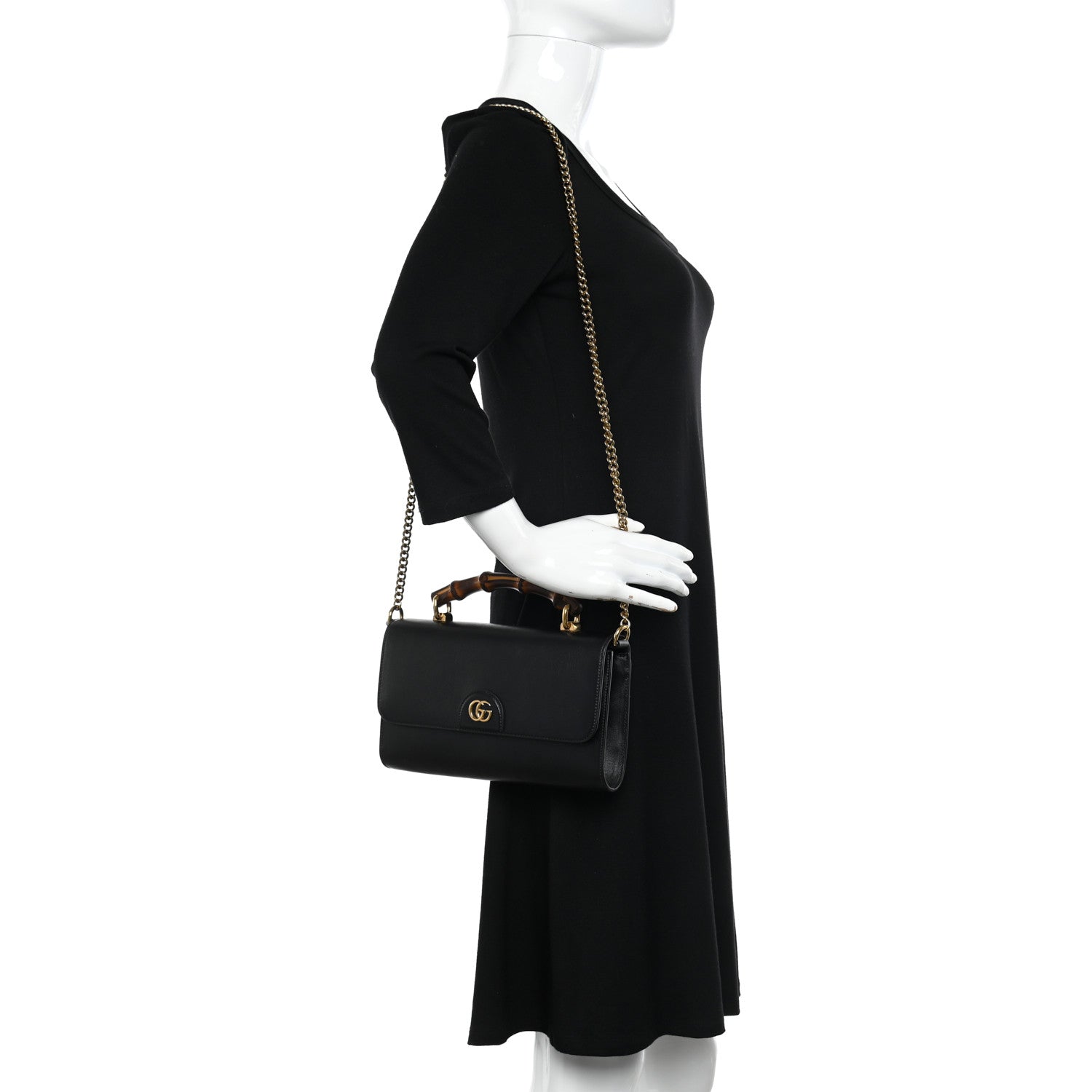 Gucci Wonka Grain Calfskin Mini Diana Bamboo Top Handle Shoulder Bag Black 2 of 11