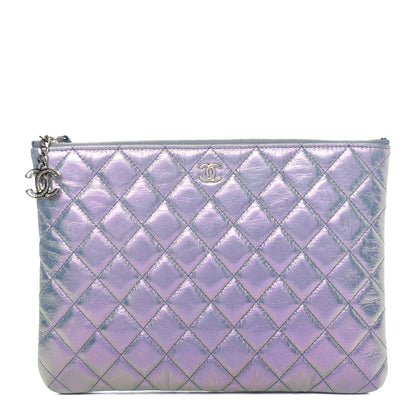 Chanel Iridescent Crumpled Lambskin Medium Cosmetic Case Light Blue 1 of 8