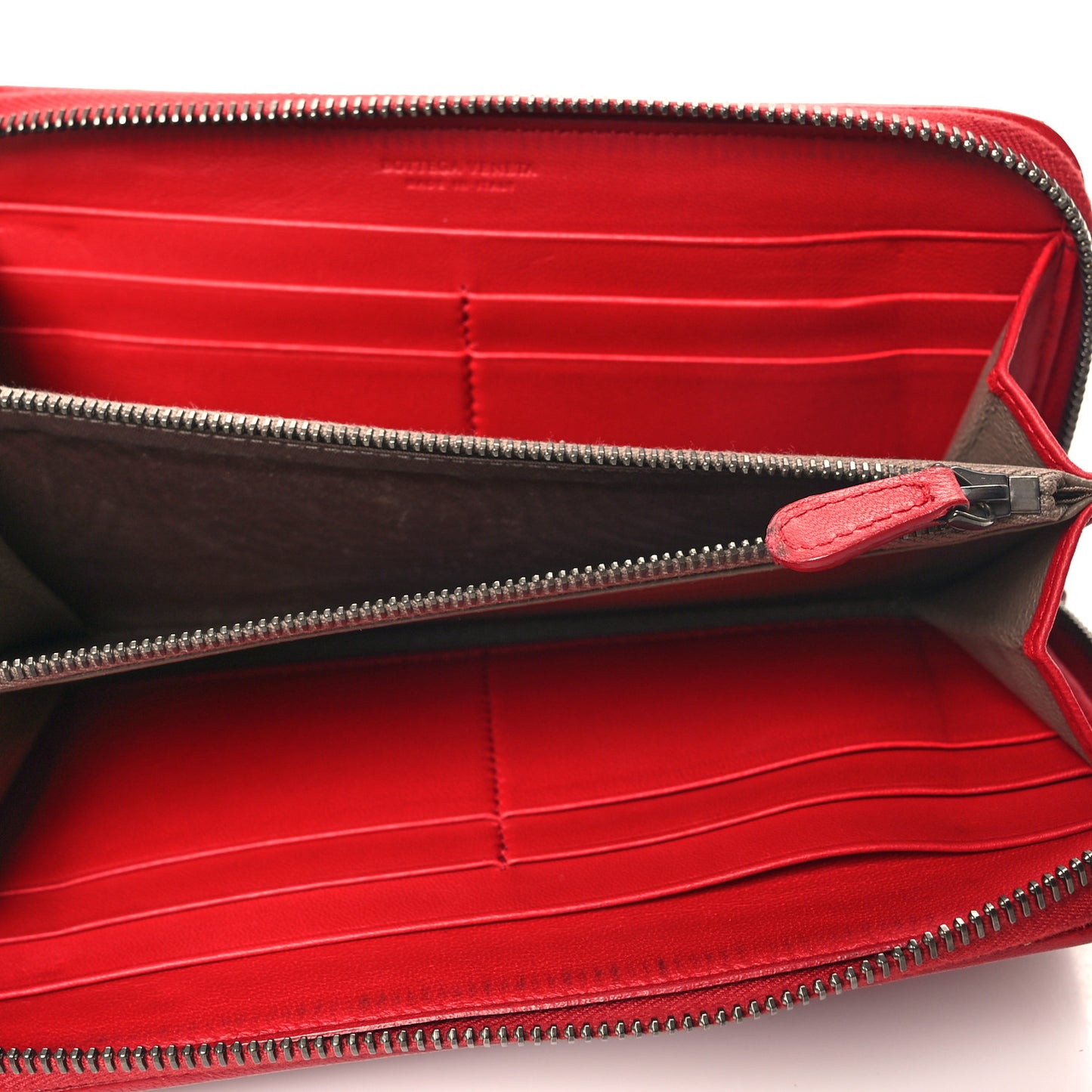 Nappa Intrecciato Zip Around Wallet Red