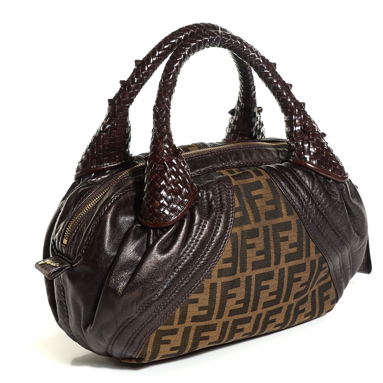 Fendi Zucca Nappa Nuvolata Vitello Tortuga Spy Bowler Tobacco Moro 3 of 10
