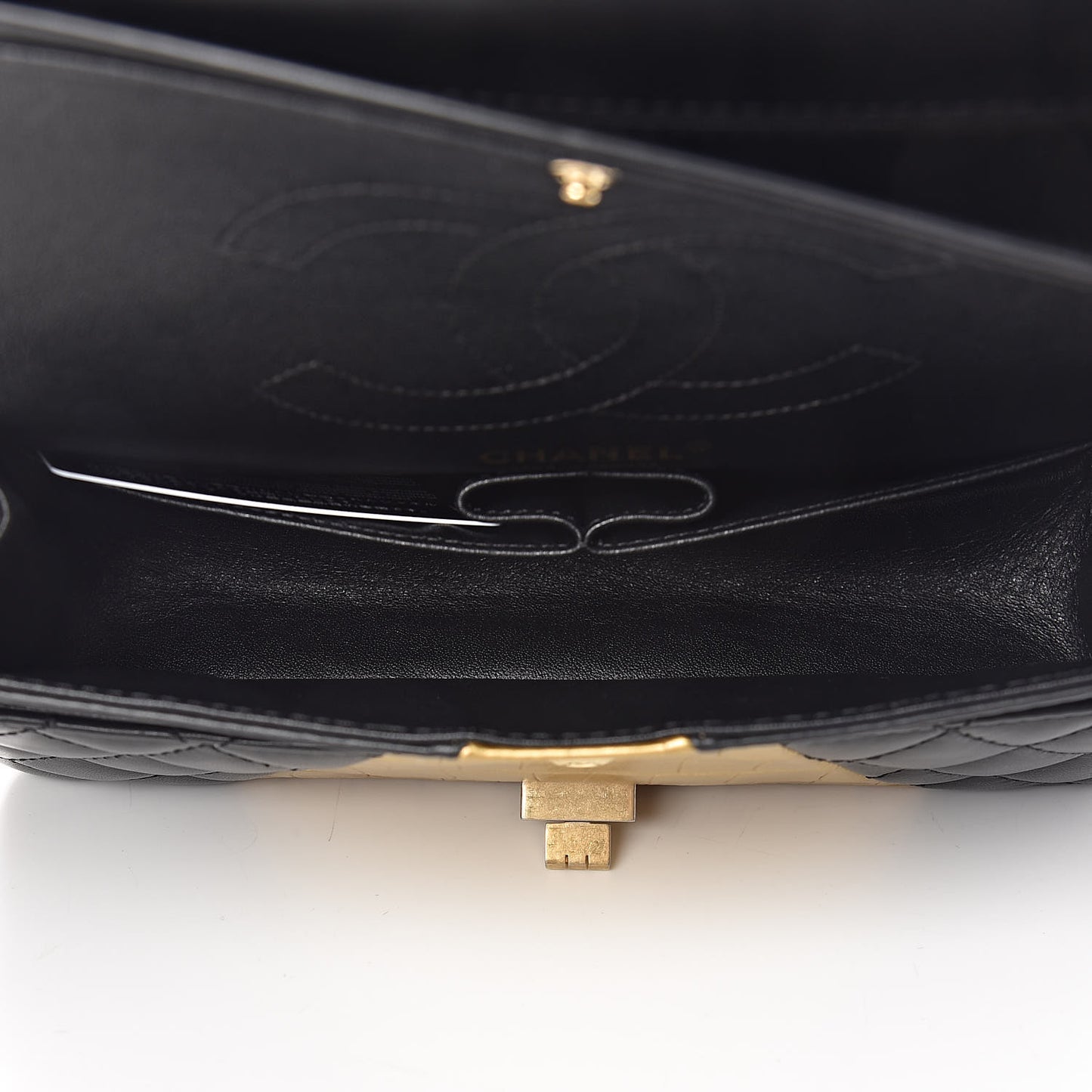Lambskin Metallic Calfskin Crocodile Embossed 2.55 Cocodile Reissue 225 Flap Black Gold