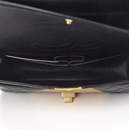 Chanel Lambskin Metallic Calfskin Crocodile Embossed 2.55 Cocodile Reissue 225 Flap Black Gold 6 of 11
