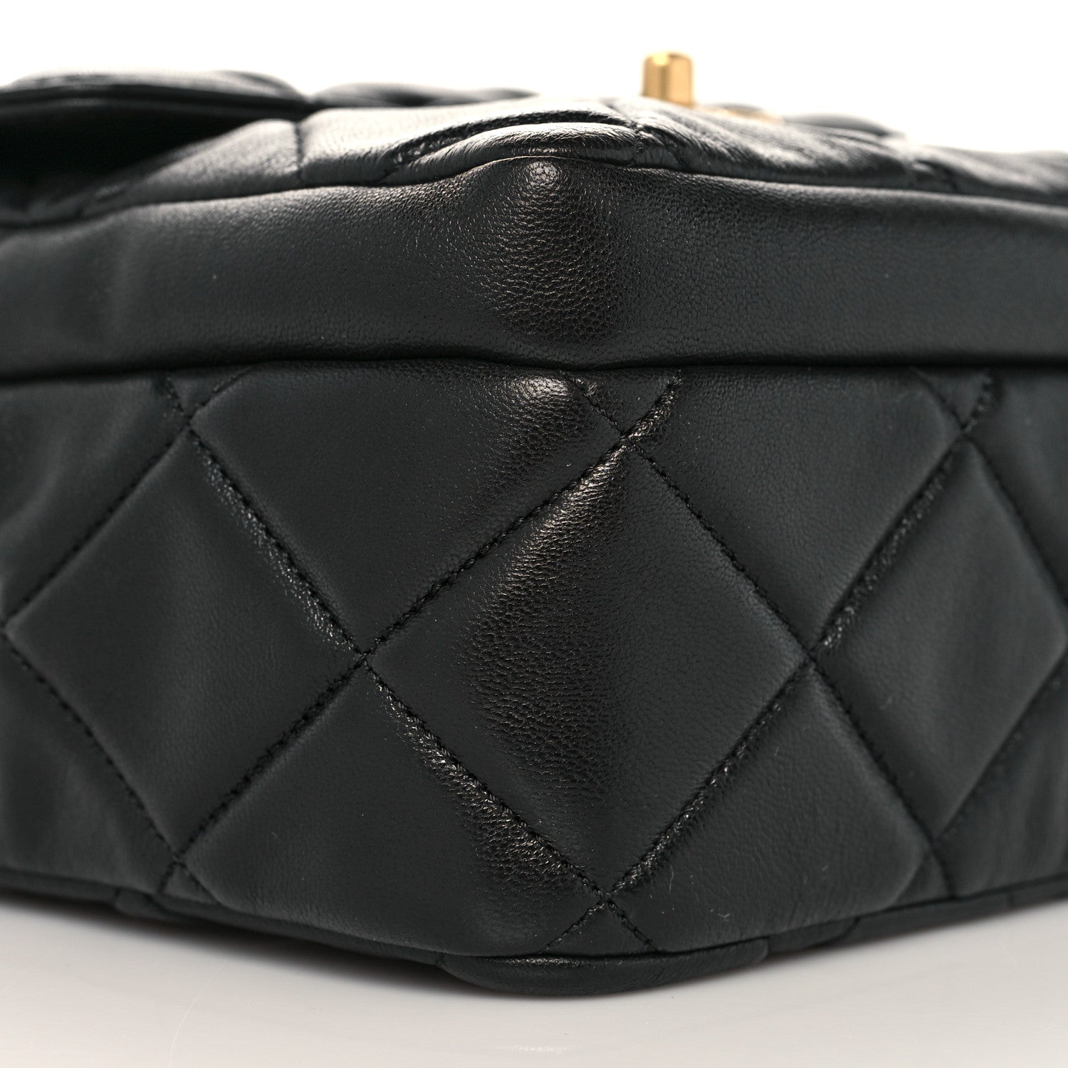 Chanel Lambskin Quilted Small Drawstring Shopping Bag With Flap Black 10 of 12