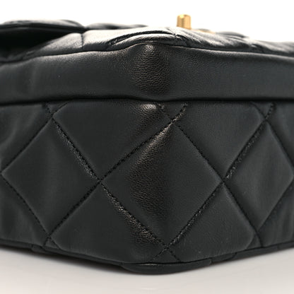 Chanel Lambskin Quilted Small Drawstring Shopping Bag With Flap Black 10 of 12