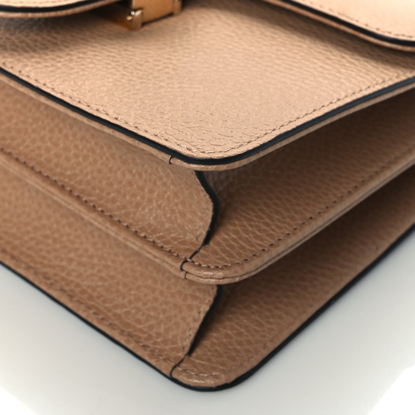 Dollar Calfskin Interlocking G Shoulder Bag Camelia